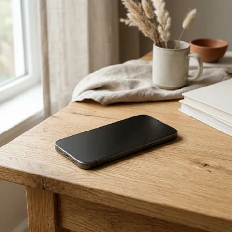 The device itself, in focus. A smartphone, tablet, smartwatch, headphones and earbuds case on a pale blue background.