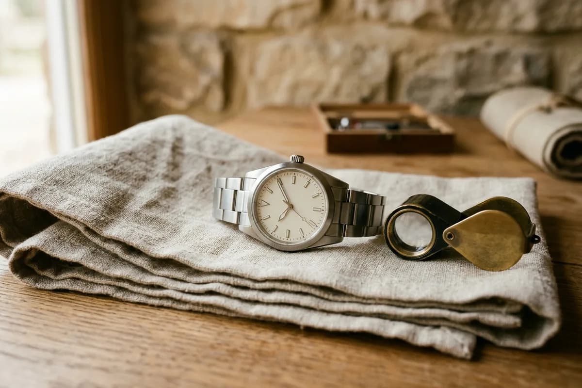 Listening and looking: a mechanical watch with a loupe