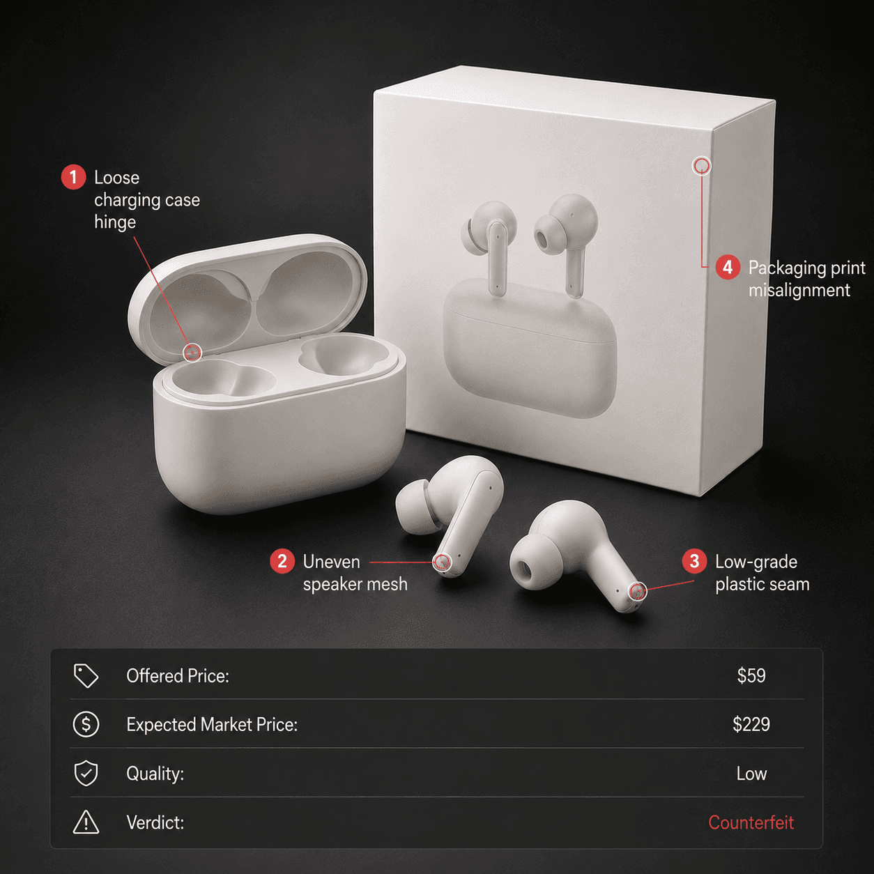 Wireless earbuds in a deep check